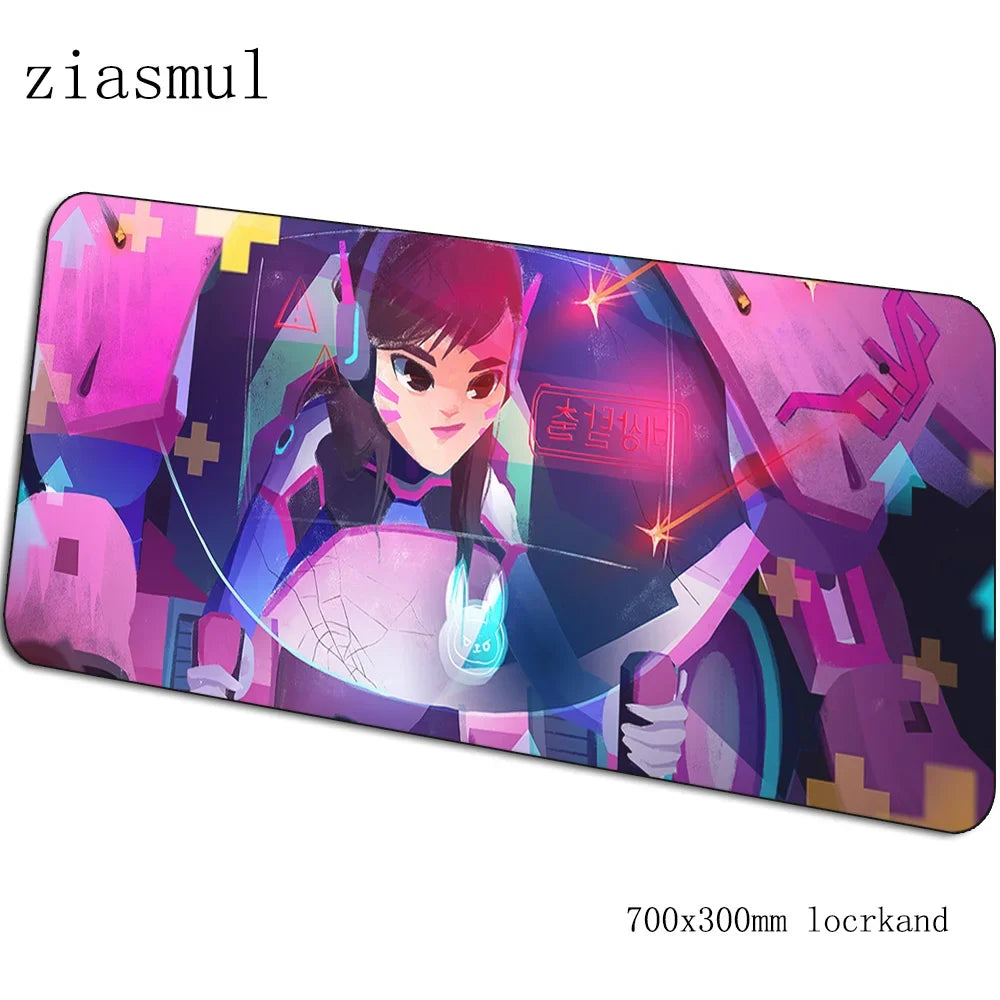 Alfombrilla gamer D.Va 70x30cm XL para ratón gaming, PC y portátil, tapete de escritorio bonito para juegos, regalo de Navidad para gamers, alfombrilla gamepad