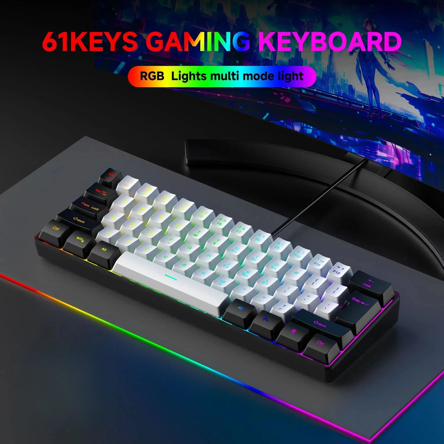 2026 New Best-Selling Portable Wired Mini-Mechanical Keyboard K61 Mini-Keyboard, Suitable For Playing Games, Compact And Conveni