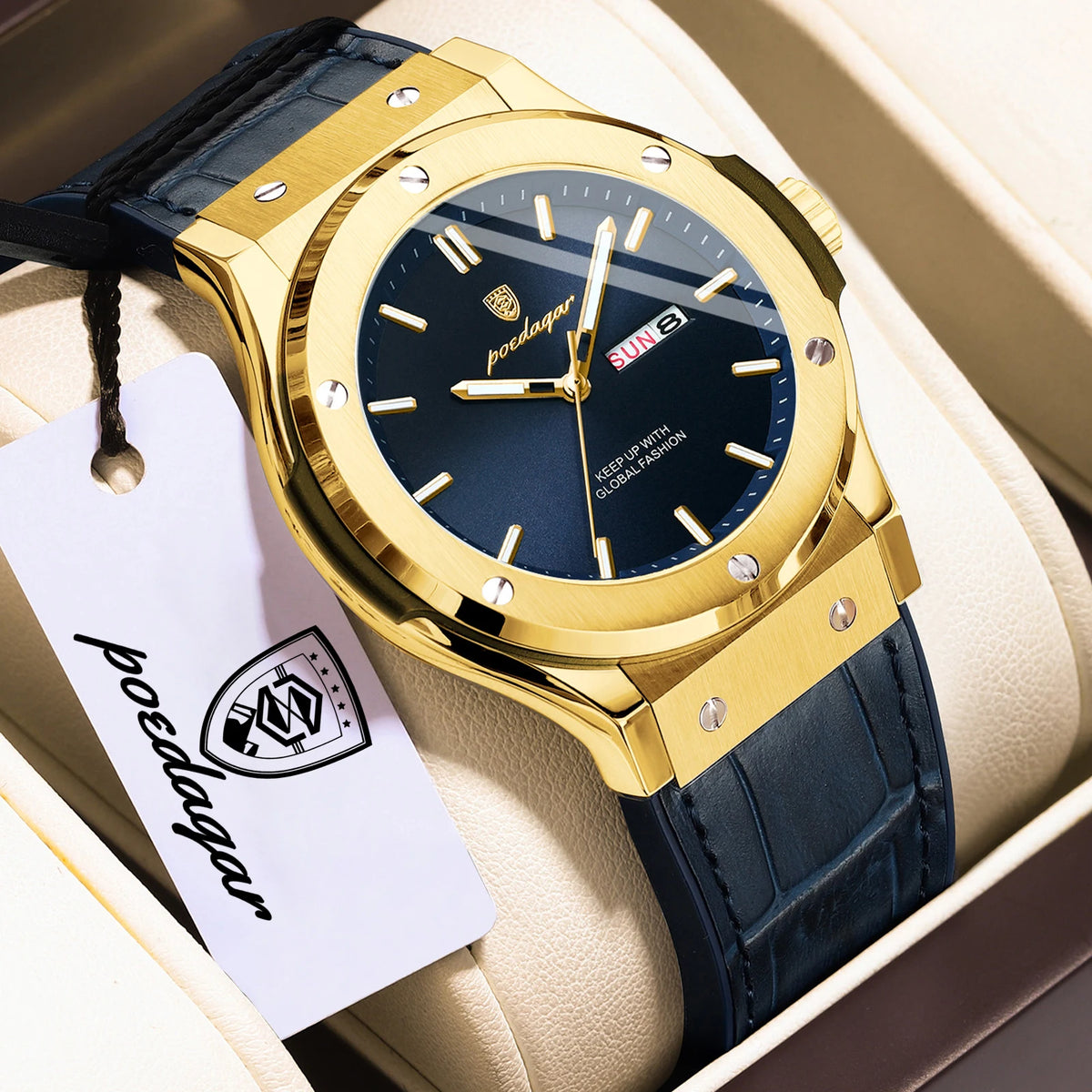 Relógio para homem POEDAGAR – Modelo original, estilo profissional, à prova de água, bracelete em silicone, indicação da data e do dia, movimento de quartzo, relógio de luxo na moda.