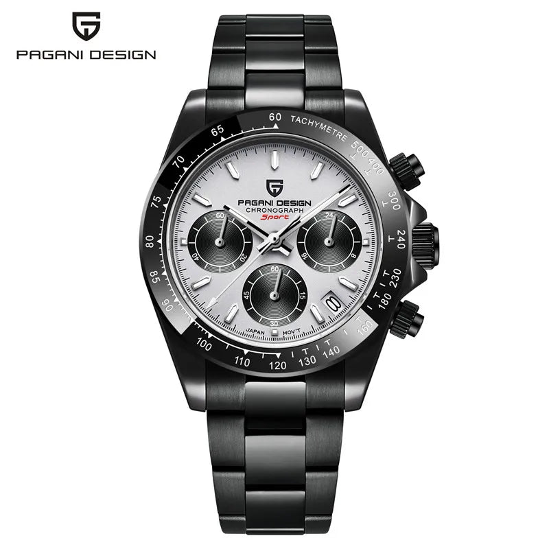 Montre-bracelet pour homme PAGANI DESIGN – Chronographe de luxe, mouvement à quartz MIYOTA VK63, verre saphir, étanche, style sportif