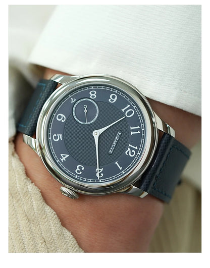 Orologio da uomo FARASUTE NEW Machinery con quadrante salmone, movimento meccanico manuale ST17, piccoli secondi e bracciale vintage Bonklip
