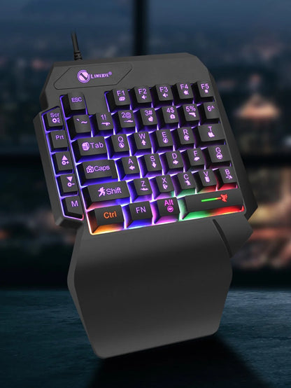 Mechanical one-handed light game wired keyboard, radium engraving characters, engineering hand support