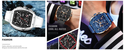 Reloj LIGE para hombre, de moda y lujo, resistente al agua, correa de silicona, cuarzo, luminoso, deportivo, fecha automática, cronógrafo, diseño sencillo