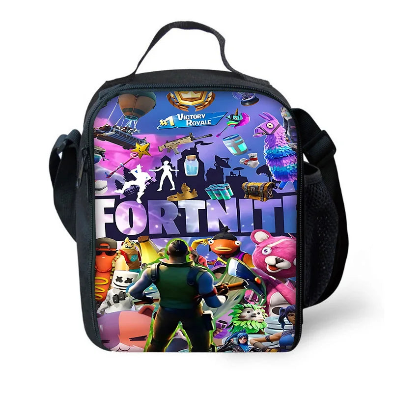 Borsa termica per bambini di grande capacità per ragazzi e ragazze, stile gioco F-FortniteS, per studenti, picnic all’aperto, lunch box termico refrigerante riutilizzabile