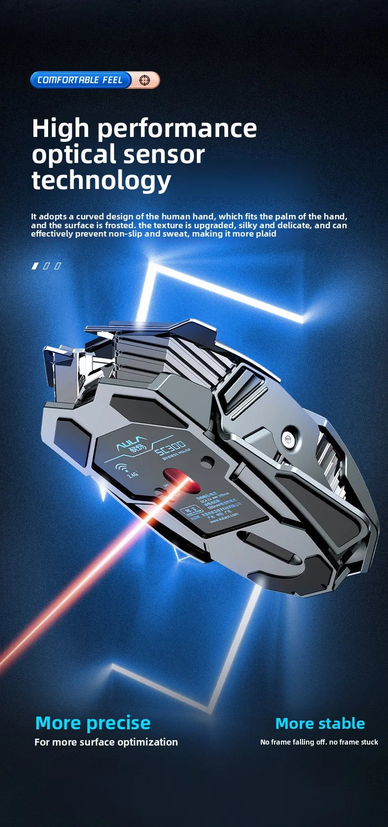 Nuovo mouse gaming wireless SC300 2.4G 2025 RGB 3200dpi, ricaricabile, silenzioso, meccanico, per e-sport, computer desktop e laptop