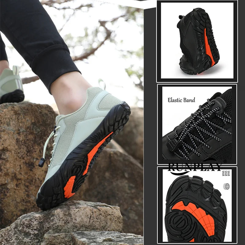 Zapatillas de senderismo para hombre, sin cordones, transpirables, para deportes al aire libre, escalada, trekking y running; antideslizantes, cómodas, calzado informal de jogging para hombre