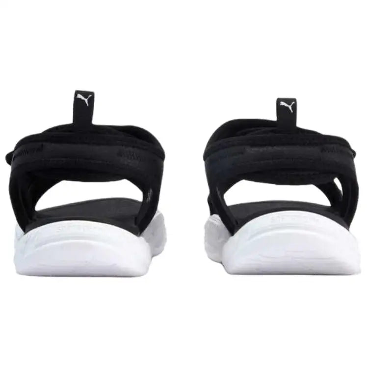 Sandales PUMA Softride Pro 24, confortables et légères, idéales pour la plage, couleur noire et blanche, 395429-07.