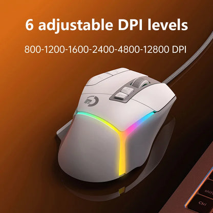 Mouse de gaming wireless ergonomic, reîncărcabil prin USB, Bluetooth, cu senzor optic, programabil, cu conexiune prin cablu, pentru Windows