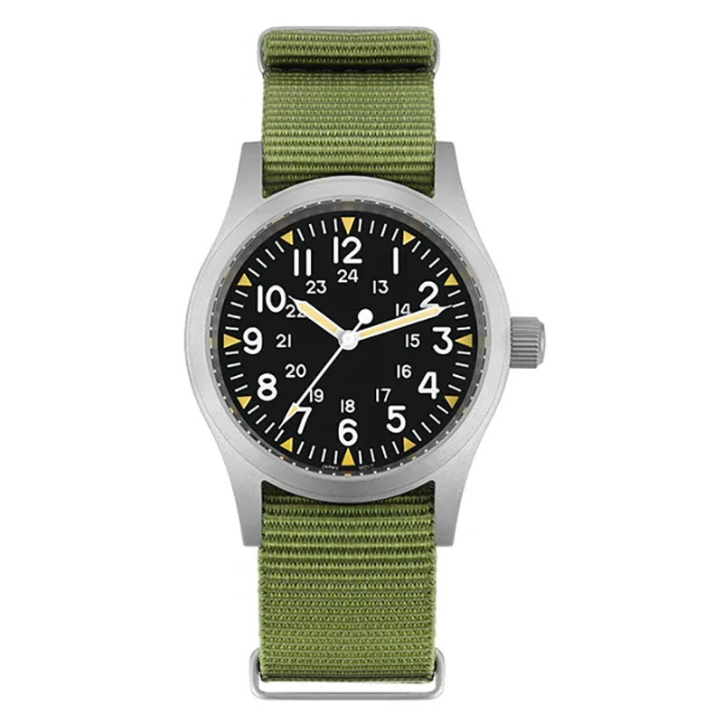Militado ML05 Military Watch VH31 Sweep Quartz Movement Top Hat Domed Sapphire Crystal Vintage Watch 100m Waterproof Mens Watch