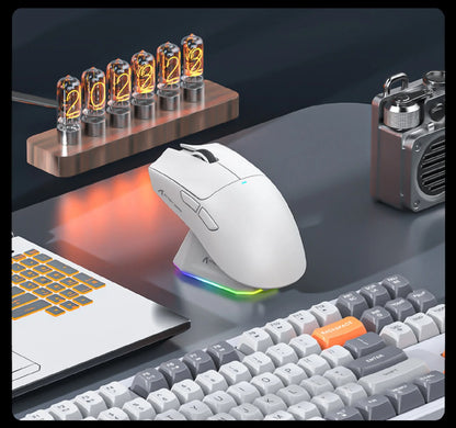 Ratón inalámbrico Attack Shark X11&R1 Tri Mode Bluetooth con base de carga RGB, ergonómico y ligero, accesorio para PC gamer