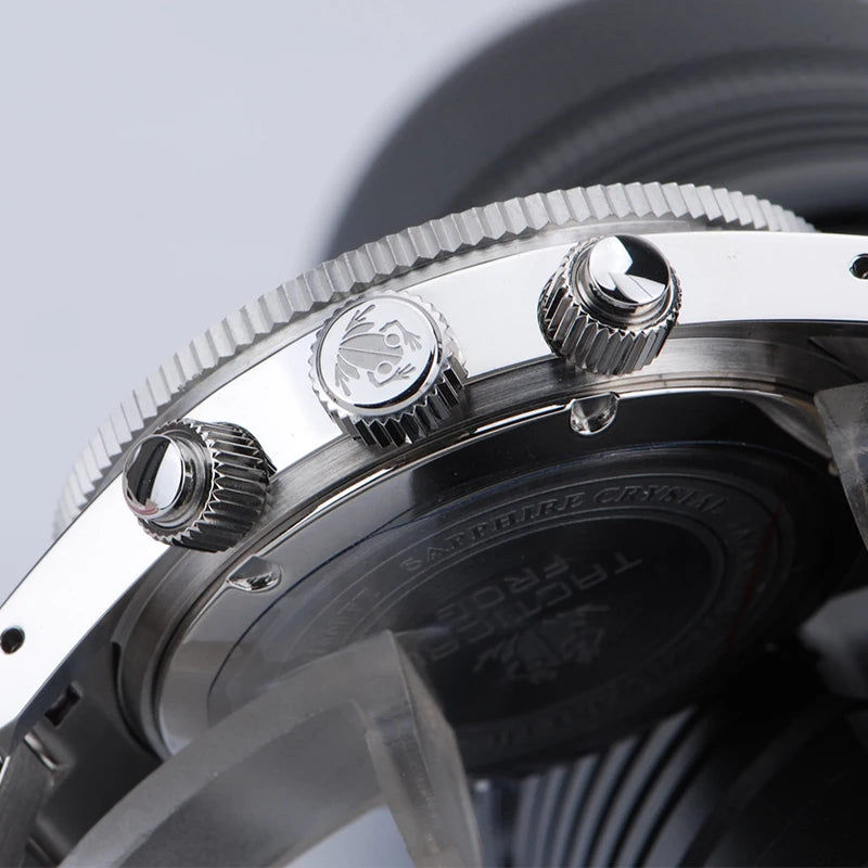 Orologio cronografo da uomo Tactical Frog 41mm, movimento al quarzo solare VS75, impermeabile, zaffiro, verde, luminoso C3, orologio da polso al quarzo