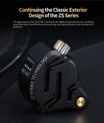 Auricolari IEM KZ ZS12 PRO X con tecnologia ibrida dinamica e armatura bilanciata, upgrade HiFi bassi, cuffie in-ear con cavo tuning