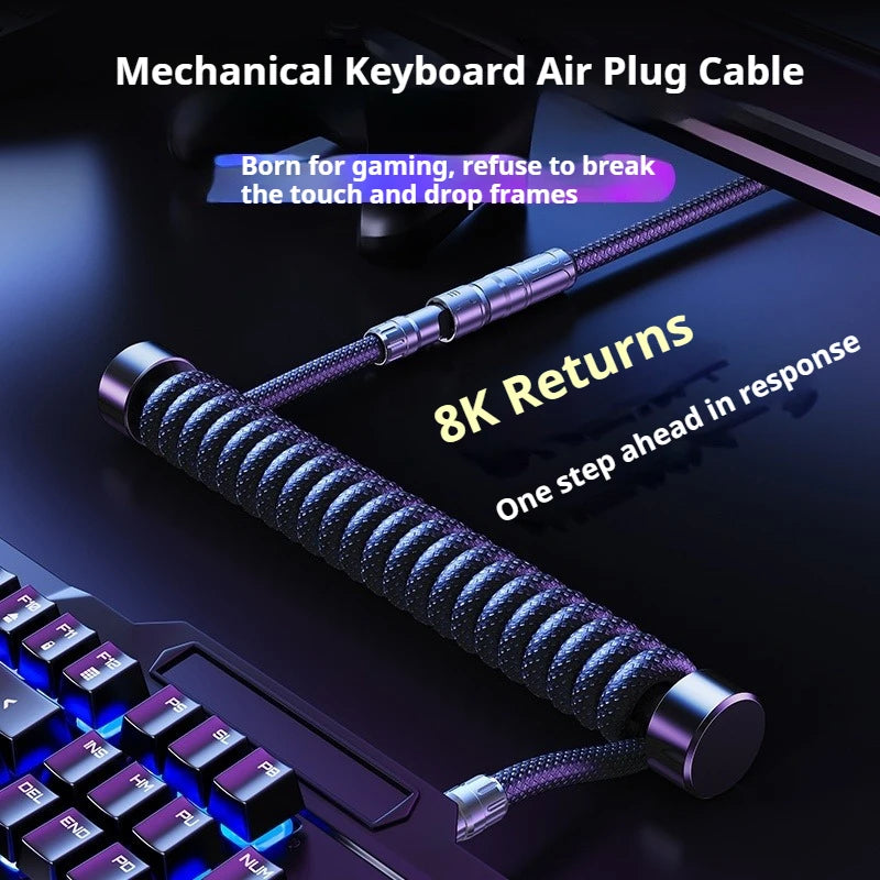 EARY Coiled Keyboard Cable USB to Type-C Detachable Aviator Cable, 1.2M Mechanical Gaming Keyboard Cable for PC, Laptop & Custom Keyboards