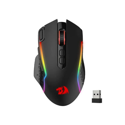 Mouse da gaming wireless Redragon M810 Pro, 10000 DPI, mouse da gamer cablato con tasto Rapid Fire, 8 pulsanti macro, nero/bianco