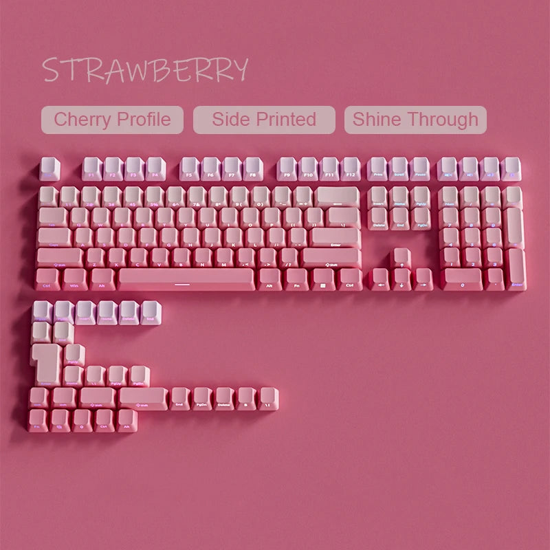 Nuevas teclas para teclado mecánico gaming 60/64/84/98/108 con interruptores MX, 135 teclas OEM PBT con grabado lateral y color degradado rojo y negro
