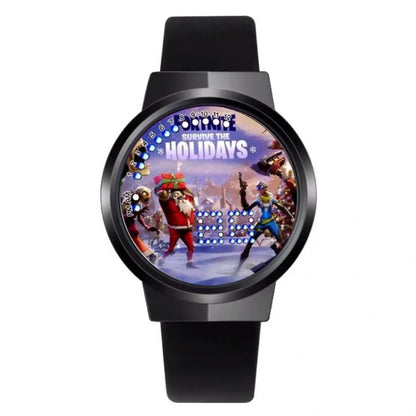 Reloj Fortnite de moda cute, cartoon y kawaii personalizado con luz nocturna LED táctil, reloj electrónico para estudiantes, regalo para amigos