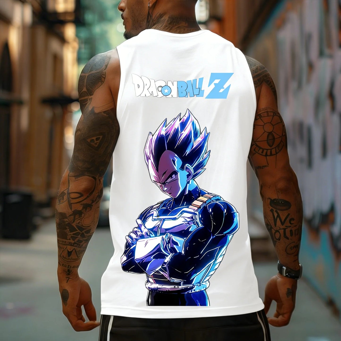Canotta fitness da uomo Dragon Ball Z Super Blue Vegeta in stile rétro americano Y2K Harajuku, nuova collezione primavera-estate, T-shirt per uso quotidiano