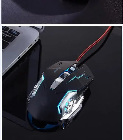 Mouse gaming Carpbaba GM6 per gamer, mouse ottico cablato regolabile con LED, cavo USB, mouse silenzioso per laptop e PC