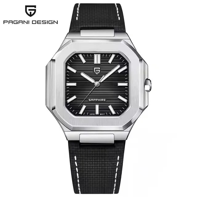 Reloj de lujo cuadrado de cuarzo PAGANI DESIGN 2026 para hombre, cristal de zafiro AR, movimiento japonés, luminoso, acero 316L completo