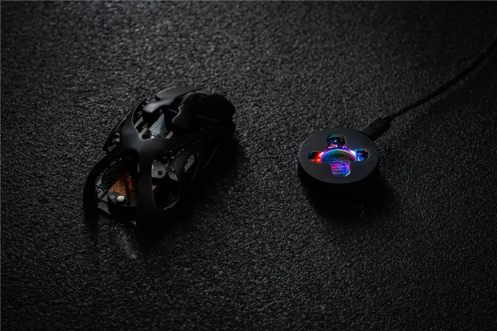 Angry Miao Infinity Mouse Wireless da Gaming Hot-Swappable in Metallo Ultralight Hollow PAW3950 Dual 8K Cablato Tri-Mode Arancione