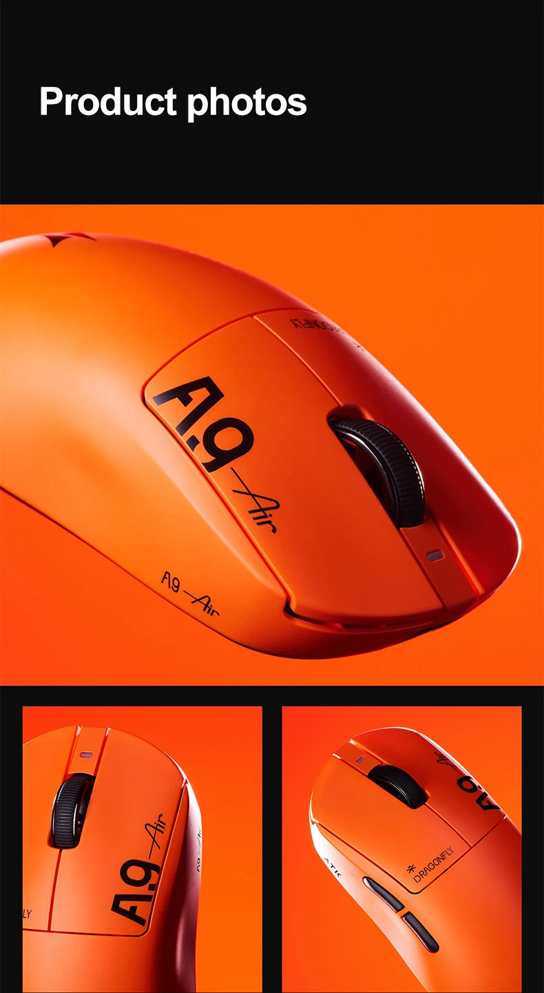 Mouse gaming wireless ATK Dragonfly A9 Ultimate A9 Air PAW3950 ultraleggero ergonomico e-sport per gamer FPS CSGO A9 Ultra