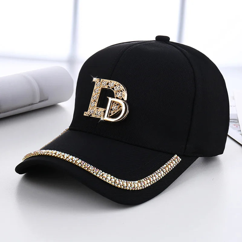 CNTANG 2024 Fashion Diamond D Letter Baseball Cap For Women Snapback Summer Outdoor Sun Protection Hat Autumn Casual Ladies Caps