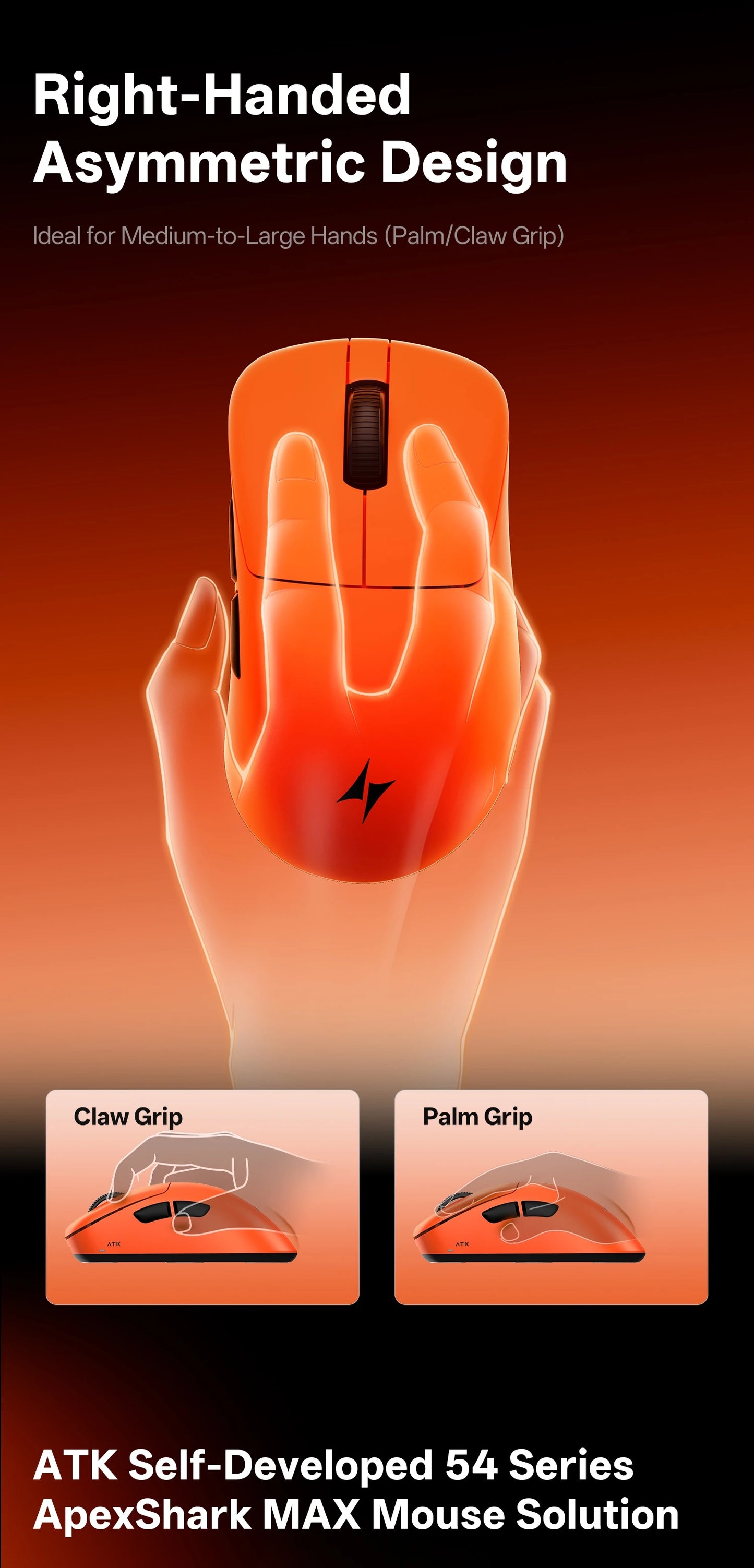 Ratón inalámbrico ATK Blazing Sky Z1 V2 Ultimate PAW3950 Ultra Dual 8K Gaming, ergonómico, desarrollo propio, para manos medianas y grandes