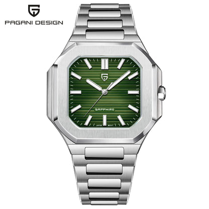 Reloj de lujo cuadrado de cuarzo PAGANI DESIGN 2026 para hombre, cristal de zafiro AR, movimiento japonés, luminoso, acero 316L completo