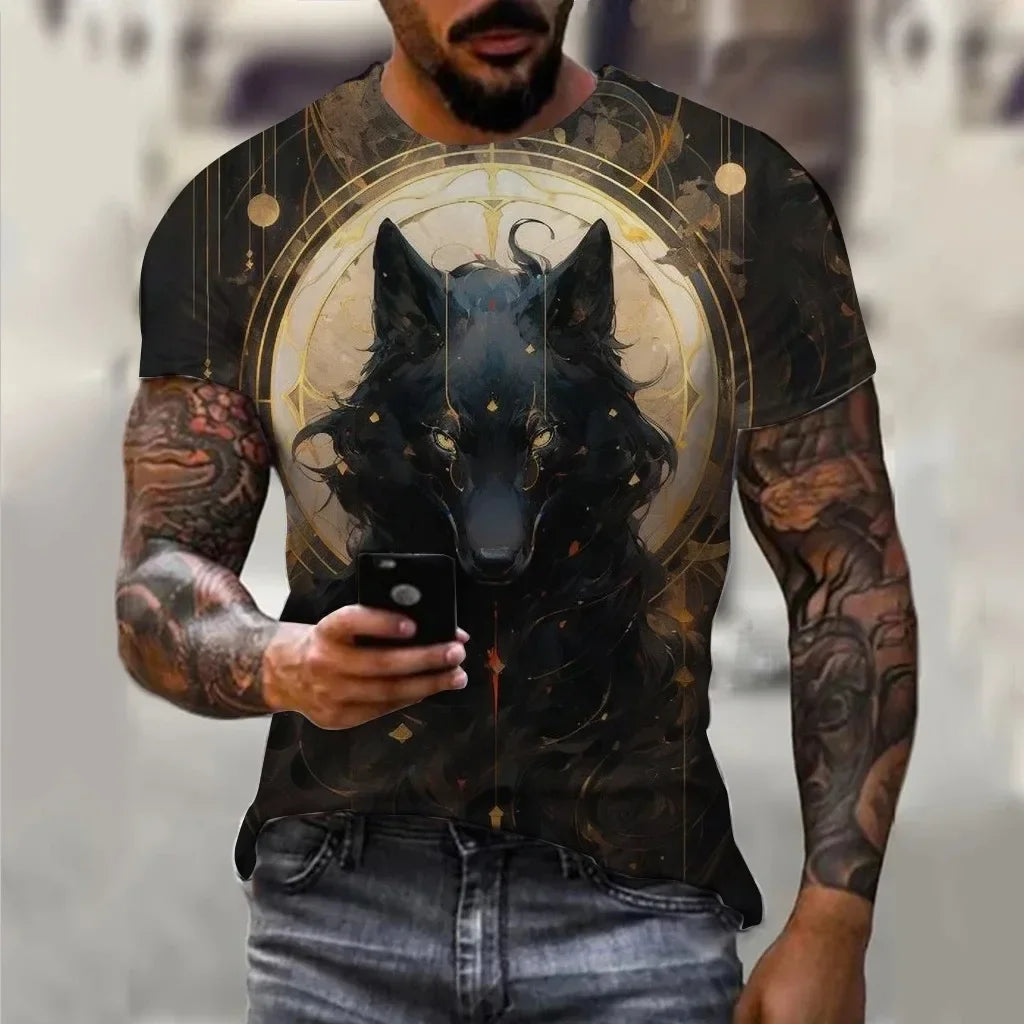 Men's T-Shirts Summer Animal Wolf Pattern 3D Print Tops Tees Summer Women Streetwear Fashion Oversized T Shirt Men Clothing