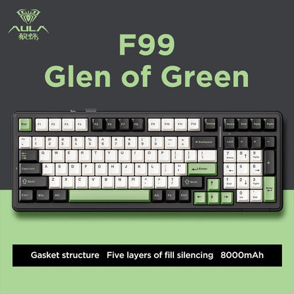 Teclado mecánico AULA F99 Bluetooth 5.0/2.4G inalámbrico/con cable, teclado gaming con montaje gasket de 99 teclas, personalizable
