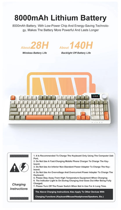 Ajazz AK35I V3/V4 MAX Tri-mode Wired Bluetooth Wireless Gaming Keyboard Gasket Full Key Hot Swap 104 Keys Customized Keyboard