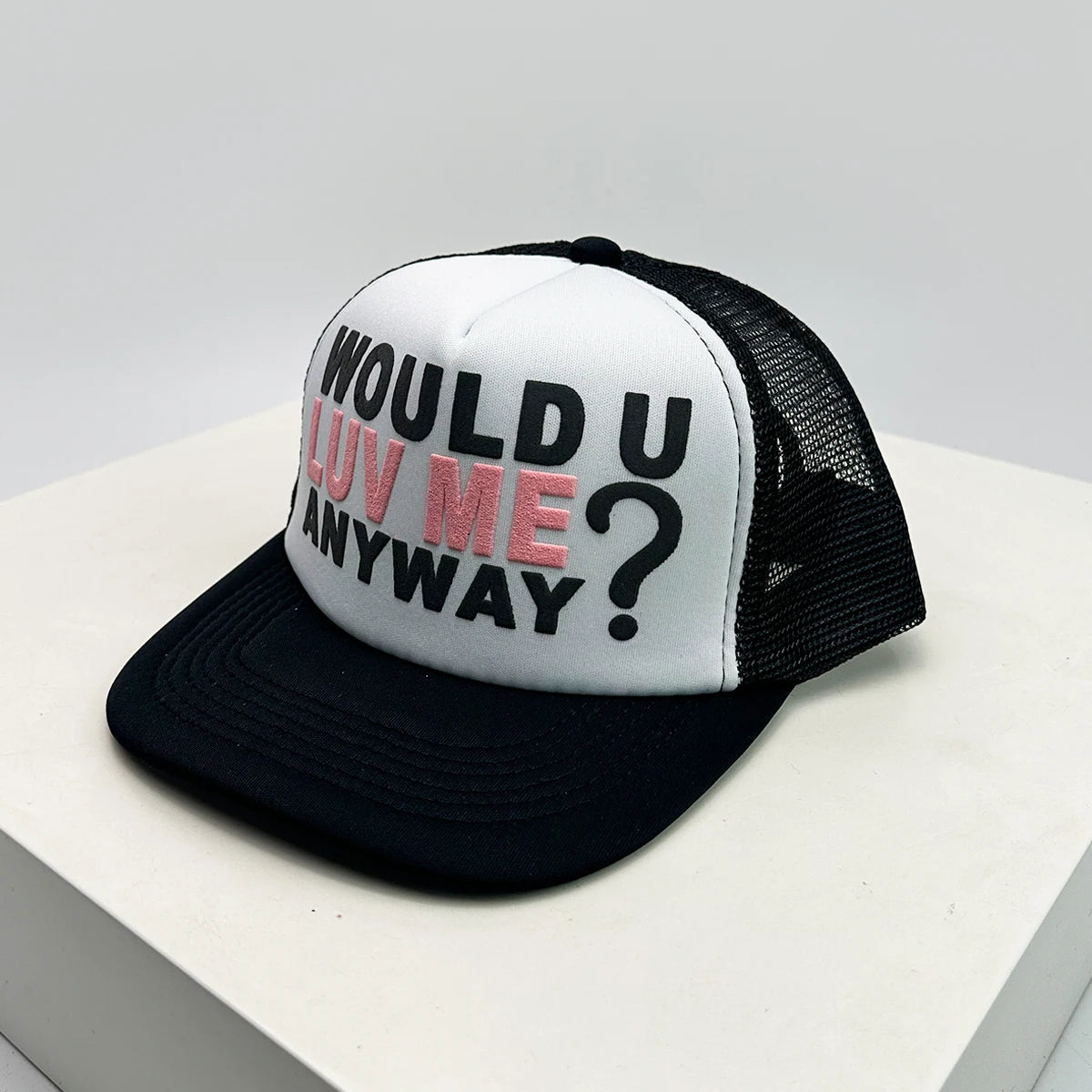 Gorras de béisbol unisex nuevas con bloques de color, letras estampadas y bordadas, estilo hip hop, malla transpirable, visera para el sol, tipo trucker streetwear, versátiles