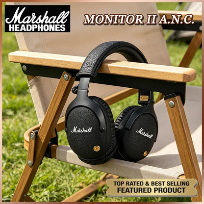 Marshall MONITOR II A.N.C. Cuffie wireless con cancellazione del rumore – Headset Bluetooth premium over-ear con bassi profondi, microfono e audio gaming