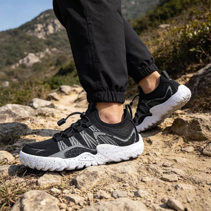 Zapatillas deportivas barefoot anchas para hombre Oiaano, punto de malla negro, ultraligeras, transpirables, para ocio, trabajo, jogging y exterior, suela suave, zero drop