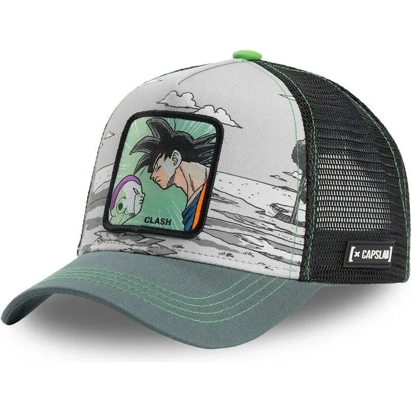 Dragon Ball Buu Goku-kasket – sommerrejse-kasket med skygge til mænd, broderet, hiphop-stil, solskærm, justerbar trucker-meshkasket