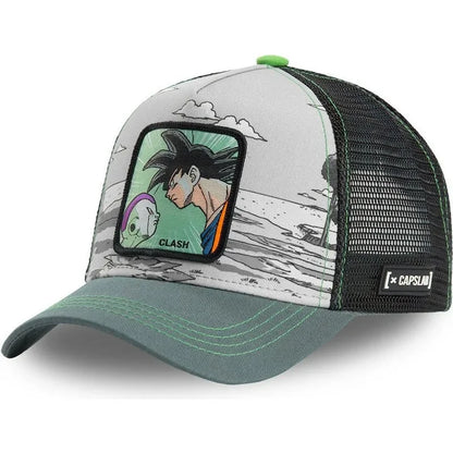 Dragon Ball Buu Goku-kasket – sommerrejse-kasket med skygge til mænd, broderet, hiphop-stil, solskærm, justerbar trucker-meshkasket