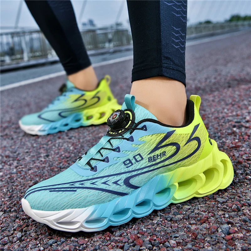 Unisex Sneakers Light Shock-absorbing Soft Soled Professional Running Training Shoes New Rotating Buckle Outdoor Running Shoes