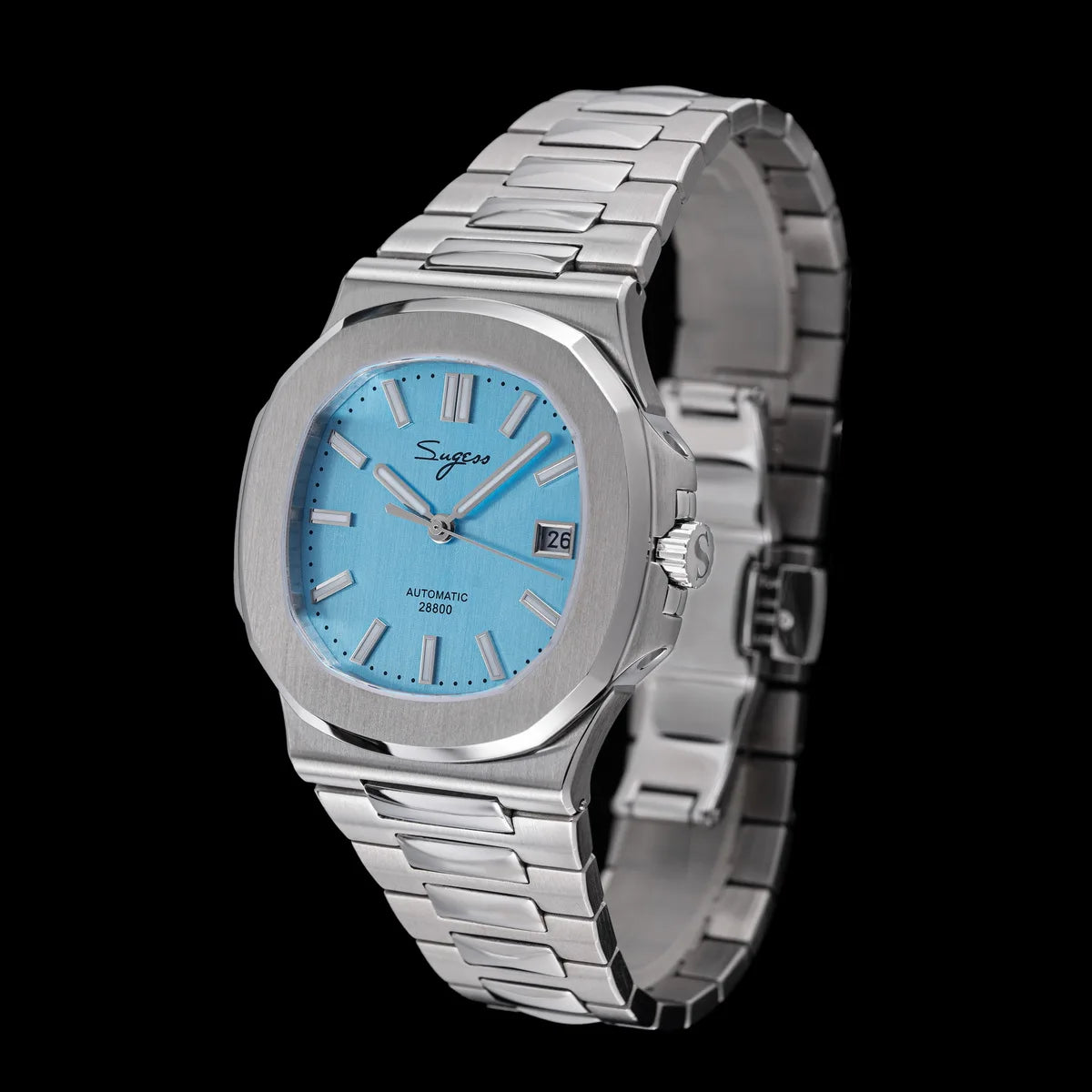 Orologio da uomo Sugess automatico meccanico, movimento Miyota 9015, quadrante MOP, luminoso, impermeabile 5bar, bracciale di lusso S466