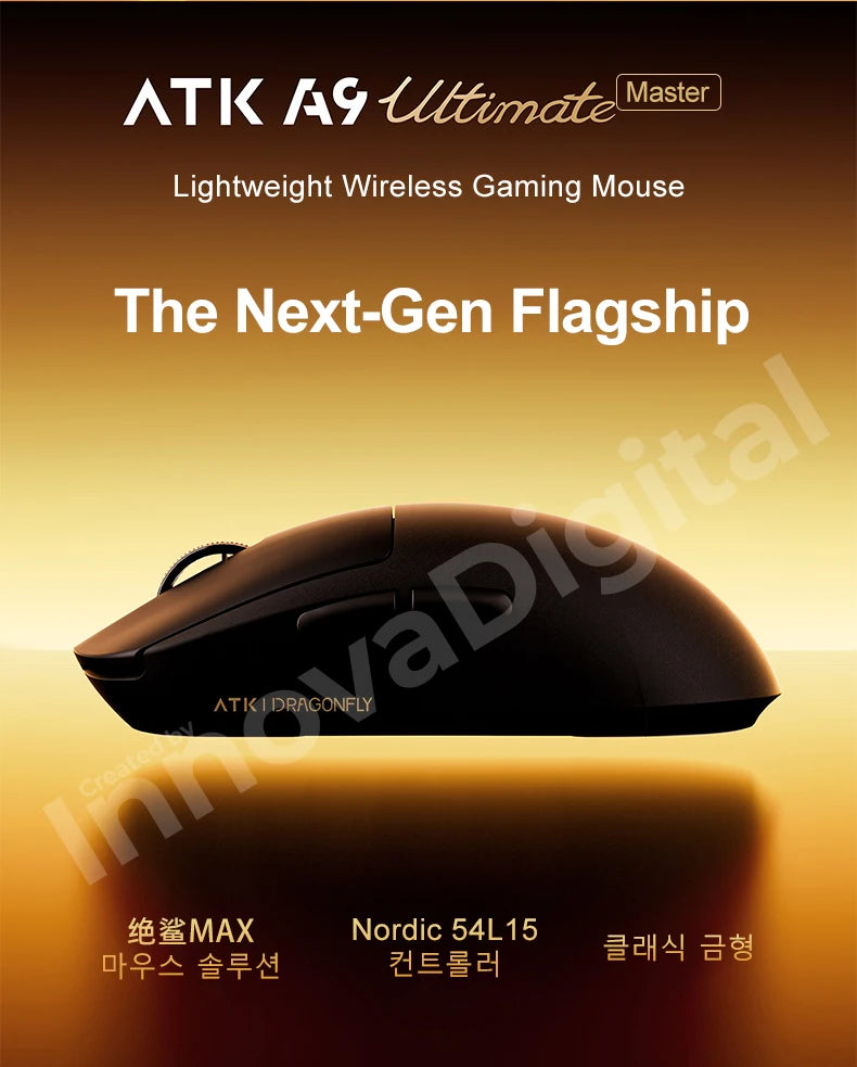 Mouse gaming wireless ATK Dragonfly A9 Ultimate A9 Air PAW3950 ultraleggero ergonomico e-sport per gamer FPS CSGO A9 Ultra