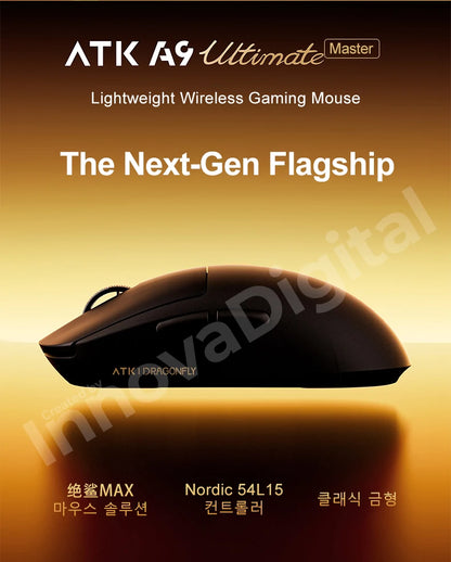 Mouse gaming wireless ATK Dragonfly A9 Ultimate A9 Air PAW3950 ultraleggero ergonomico e-sport per gamer FPS CSGO A9 Ultra