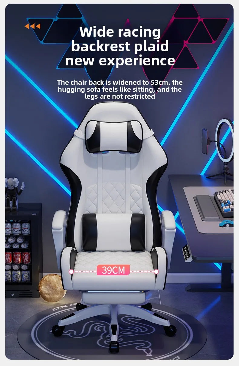Silla gaming masculina para e-sports, cómoda para estar sentado durante períodos prolongados; silla de ordenador reclinable para momentos de ocio, con respaldo
