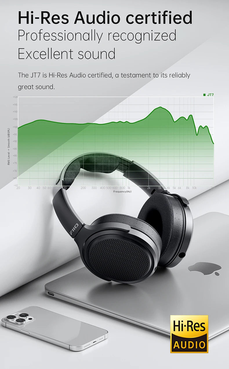 Cuffie audiophile planari magnetiche FiiO JT7 – Headset HiFi cablato over-ear con driver 95x86mm, archetto regolabile, cavo 4.4mm/3.5mm