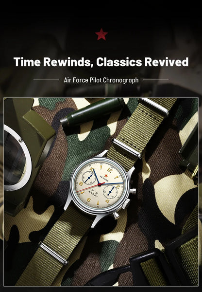 Relógio mecânico masculino Seagull 1963 International Edition Pilot Clock ST1901, cronógrafo retro de pulso, aviação da Força Aérea, novo