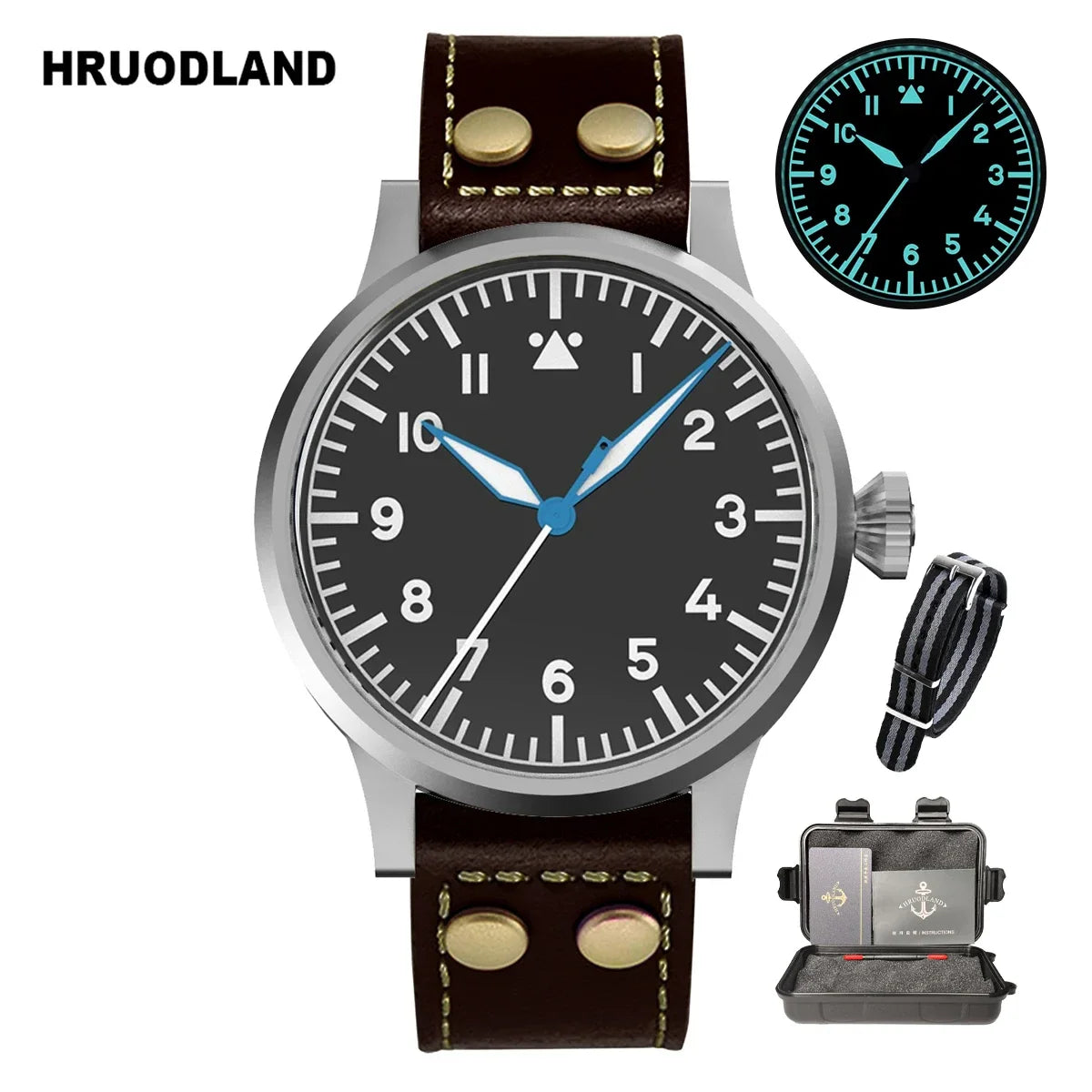 Hruodland 2025 New Pilot Men's Automatic Mechanical Watch Pt5000 Sapphire Luminous C3 Stainless Steel Waterproof 10Bar reloj hom