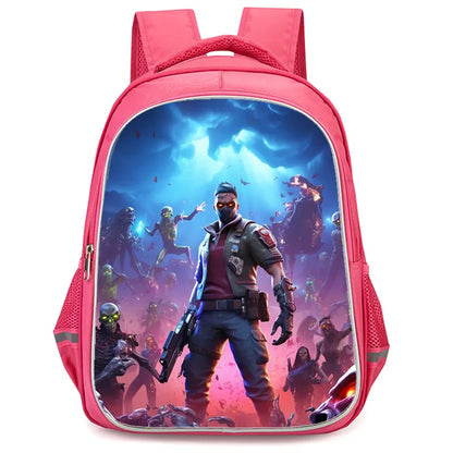 16 Inch Fortnite Cartoon Backpack Unisex for Boys Girls with Dual Zippers Large capacity lightweight student backpack