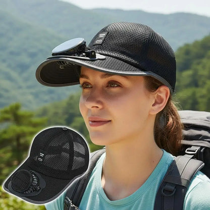 Breathable Sun Hat — Solar Fan, USB Charging
