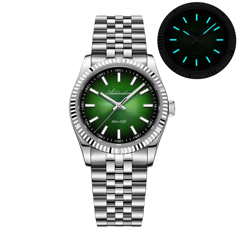 Orologio da uomo ADDIESDIVE AD2073 nuovo, vetro zaffiro, 36mm, VH31, quadrante sunburst, quarzo, impermeabile 10Bar, da immersione, luminoso