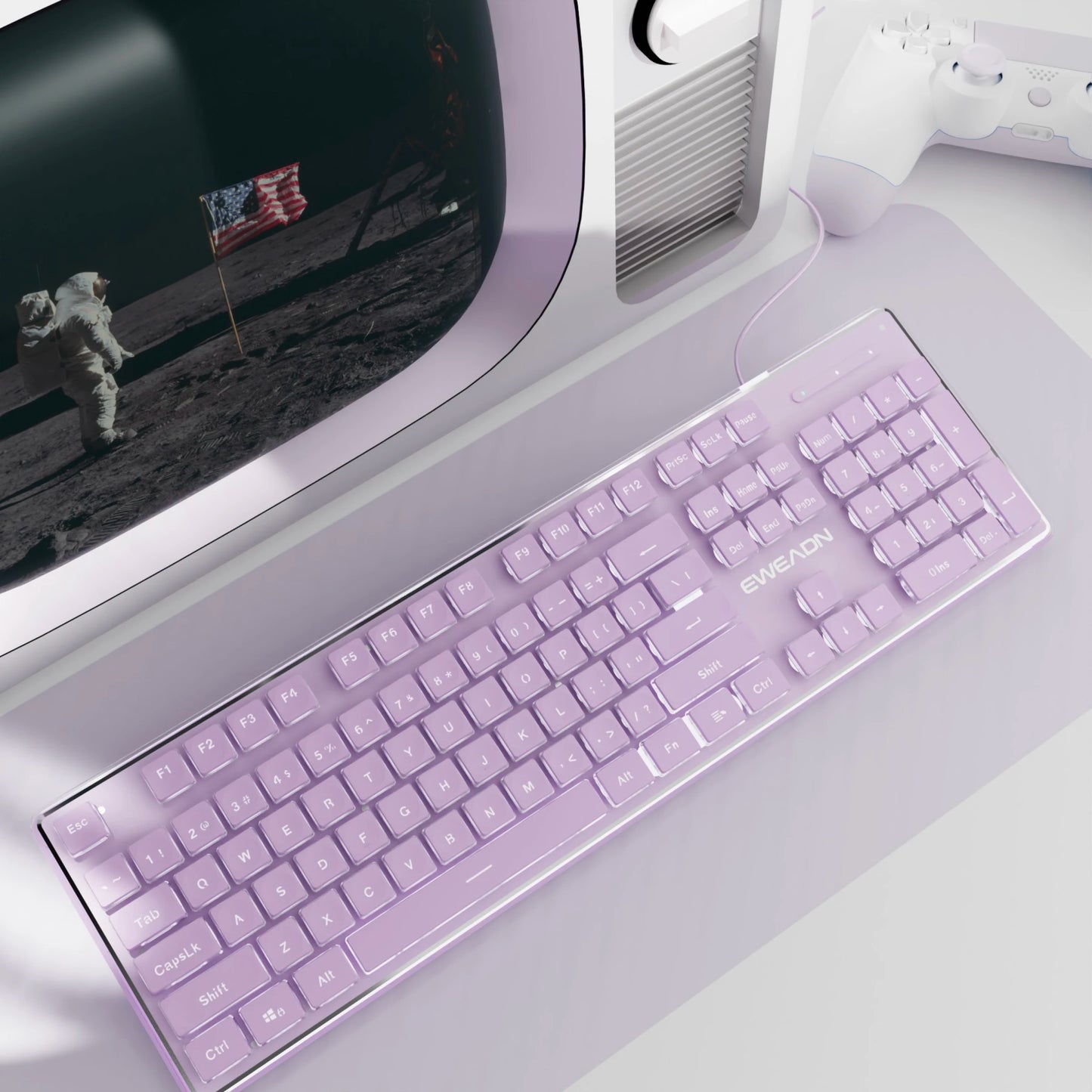 Teclado silencioso con cable EWEADN V3 para oficina y gaming, diseño de teclas tipo película, ergonómico, para Windows/portátil/PC/escritorio, accesorio de e-sports