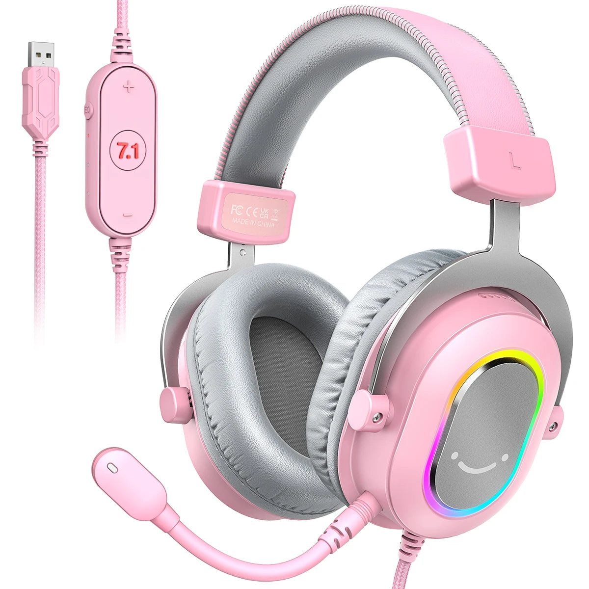 Auriculares gaming RGB dinámicos Fifine con micrófono, diseño over-ear, sonido envolvente 7.1, PC PS4 PS5, 3 opciones de EQ: juego, película, música - H6
