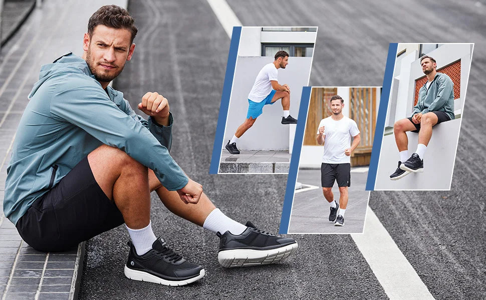Scarpe da camminata FitVille da uomo, larghezza ampia, massima ammortizzazione, sneakers sportive leggere per alleviare il dolore da fascite plantare
